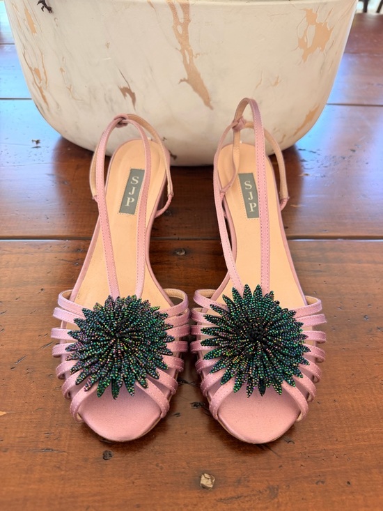 SJP by Sarah Jessica Parker Shoes - SJP Sarah Jessica Parker - Pink Beaded Floral Slingback Sandals